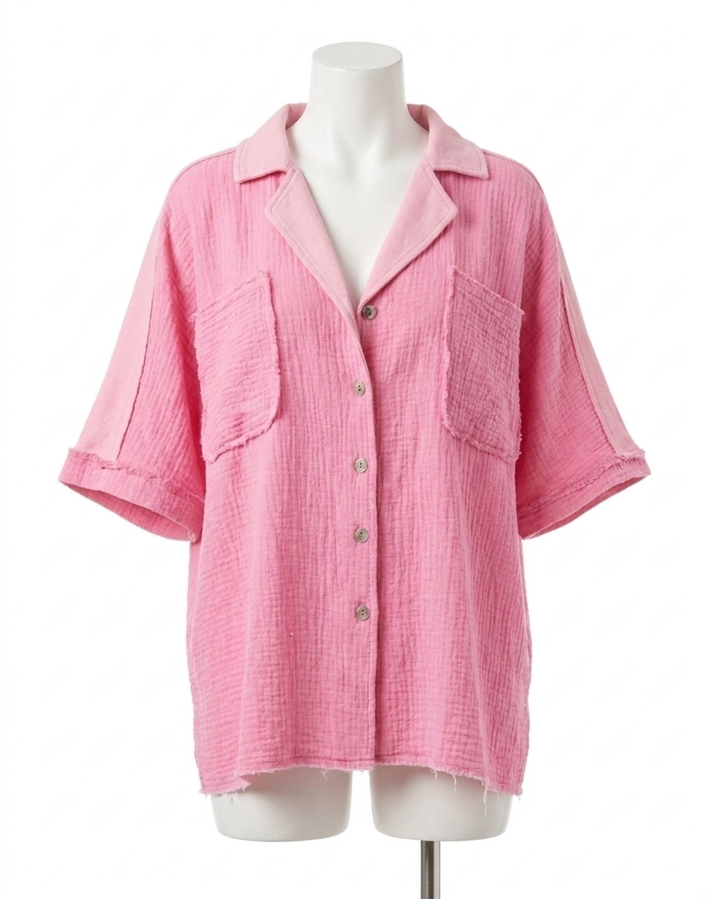 NEW POL short sleeve shacket in pink